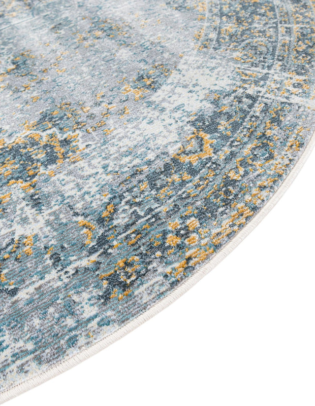 Gray 5' 5 x 5' 5 Baracoa Round Area Rug 100% Polypropylene Distressed Vintage Living Dining Room Office Traditional Carpet for Sale at Rug Engine