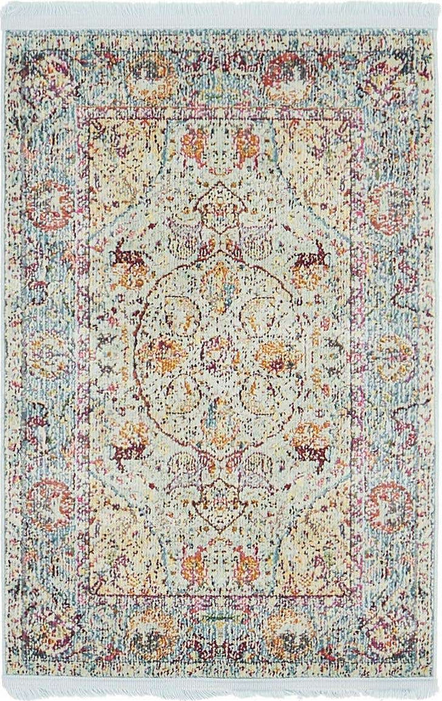 Light Blue 2' 2 x 3' 1 Baracoa Rectangle Area Rug 100% Polypropylene Distressed Vintage Living Dining Room Office Traditional Carpet for Sale at Rug Engine