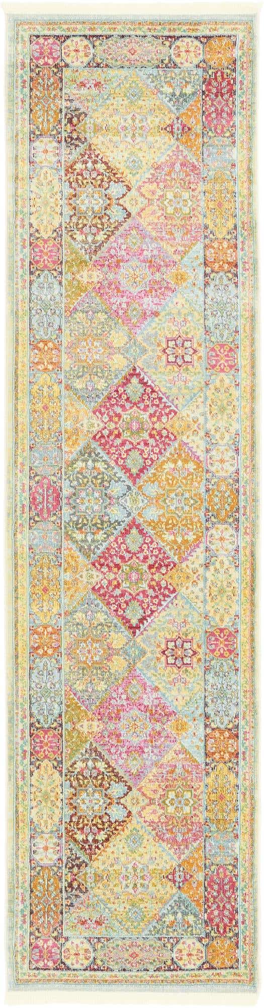 Multicolor 2' 7 x 10' Baracoa Runner Area Rug 100% Polypropylene Distressed Vintage Living Dining Room Office Traditional Carpet for Sale at Rug Engine