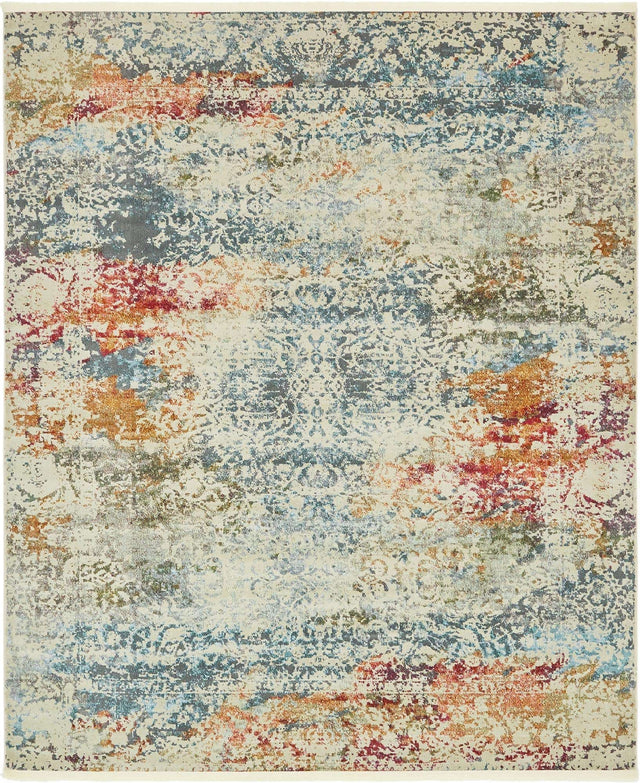 Cream 8' x 10' Baracoa Rectangle Area Rug 100% Polypropylene Distressed Vintage Living Dining Room Office Traditional Carpet for Sale at Rug Engine