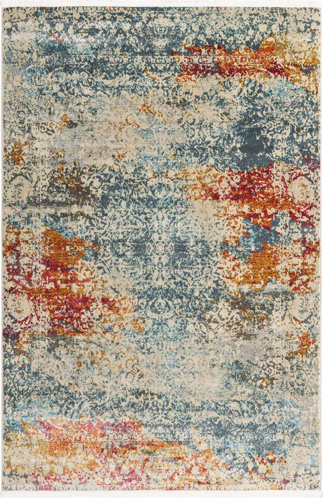 Cream 5' 5 x 8' Baracoa Rectangle Area Rug 100% Polypropylene Distressed Vintage Living Dining Room Office Traditional Carpet for Sale at Rug Engine