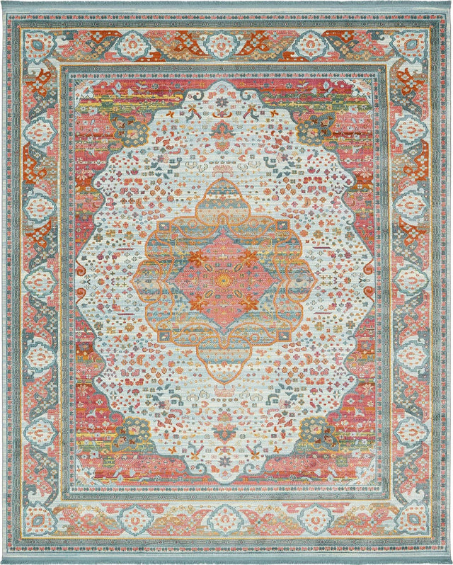 Light Blue 8' x 10' Baracoa Rectangle Area Rug 100% Polypropylene Distressed Vintage Living Dining Room Office Traditional Carpet for Sale at Rug Engine