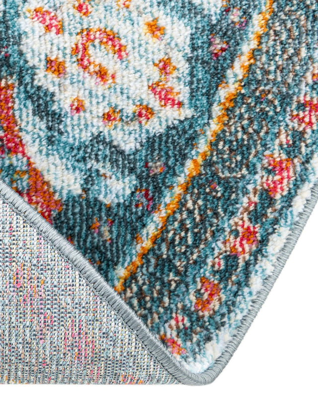 Light Blue 5' 5 x 5' 5 Baracoa Round Area Rug 100% Polypropylene Distressed Vintage Living Dining Room Office Traditional Carpet for Sale at Rug Engine