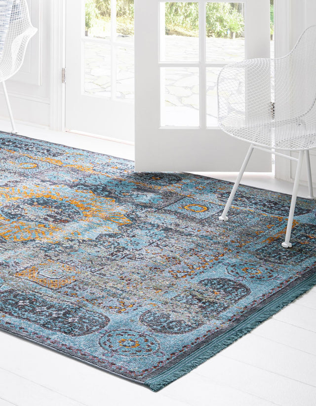 Blue 2' 2 x 3' 1 Baracoa Rectangle Area Rug 100% Polypropylene Distressed Vintage Living Dining Room Office Traditional Carpet for Sale at Rug Engine