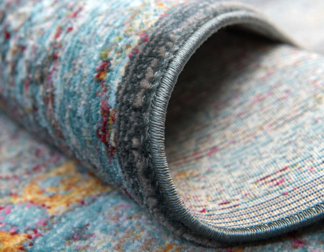 Blue 8' x 8' Baracoa Round Area Rug 100% Polypropylene Distressed Vintage Living Dining Room Office Traditional Carpet for Sale at Rug Engine