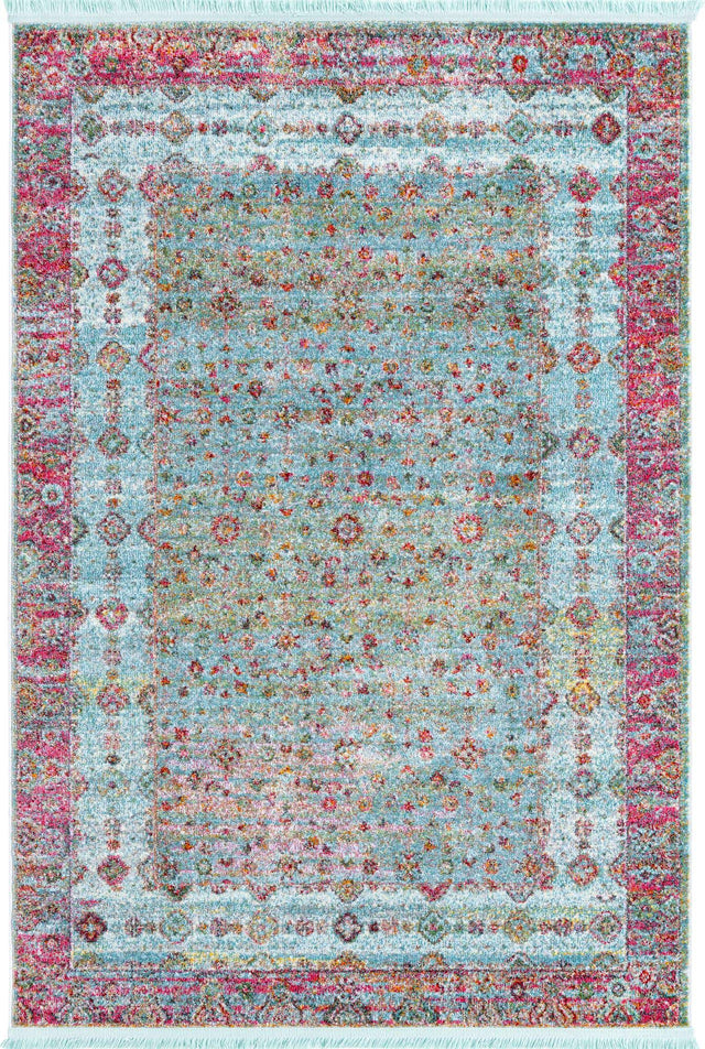 Blue 4' 3 x 6' 1 Baracoa Rectangle Area Rug 100% Polypropylene Distressed Vintage Living Dining Room Office Traditional Carpet for Sale at Rug Engine