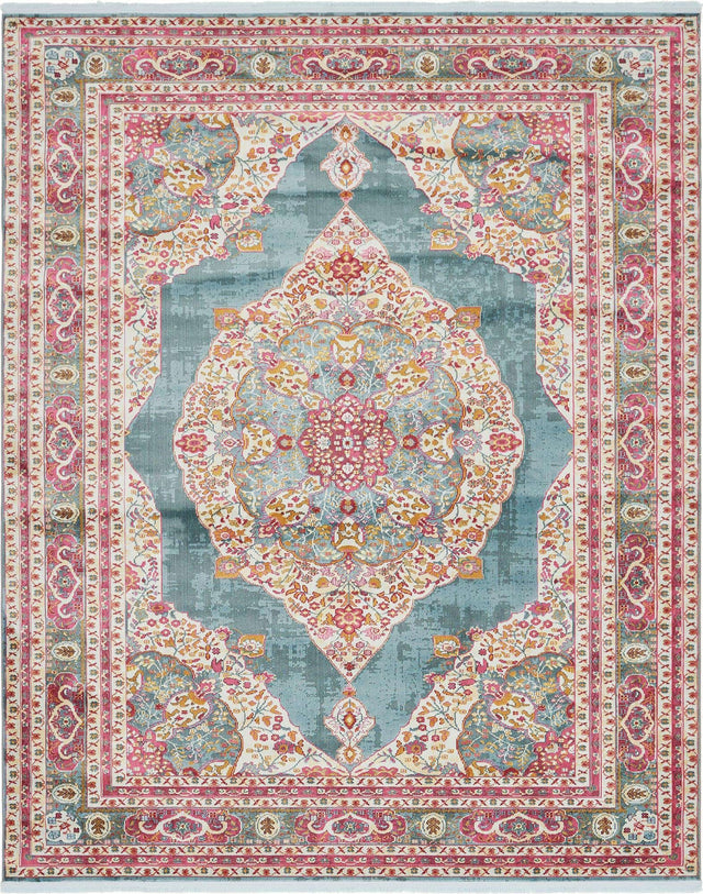 Turquoise 8' x 10' Baracoa Rectangle Area Rug 100% Polypropylene Distressed Vintage Living Dining Room Office Traditional Carpet for Sale at Rug Engine