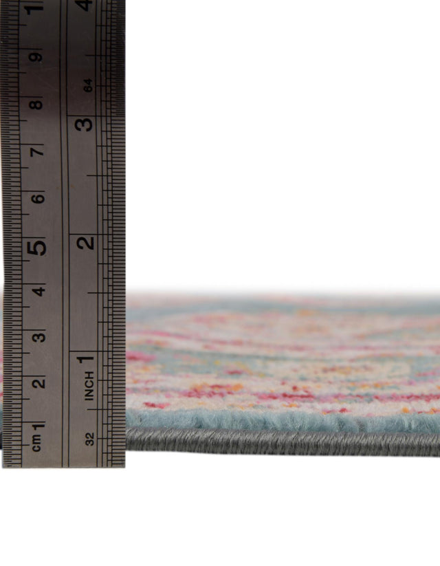 Turquoise 8' x 8' Baracoa Round Area Rug 100% Polypropylene Distressed Vintage Living Dining Room Office Traditional Carpet for Sale at Rug Engine