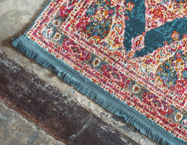 Turquoise 2' 7 x 10' Baracoa Runner Area Rug 100% Polypropylene Distressed Vintage Living Dining Room Office Traditional Carpet for Sale at Rug Engine
