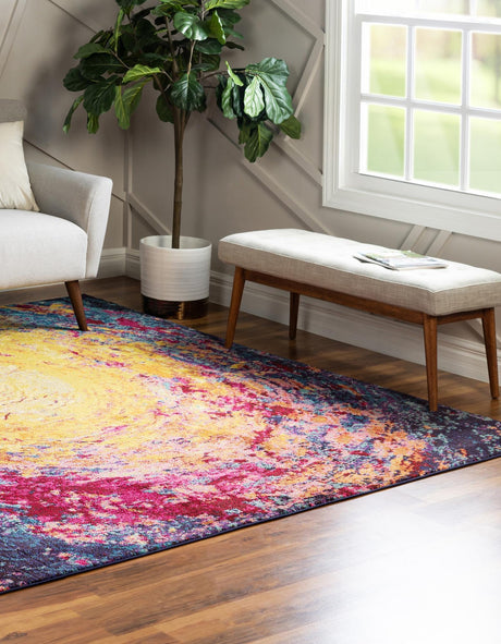 Multicolor 8' x 8' Estrella Square Area Rug 100% Polypropylene Non-Shedding Stain Resistant Carpet Colorful Modern Abstract Design Easy Clean for Home Decor for Sale at Rug Engine