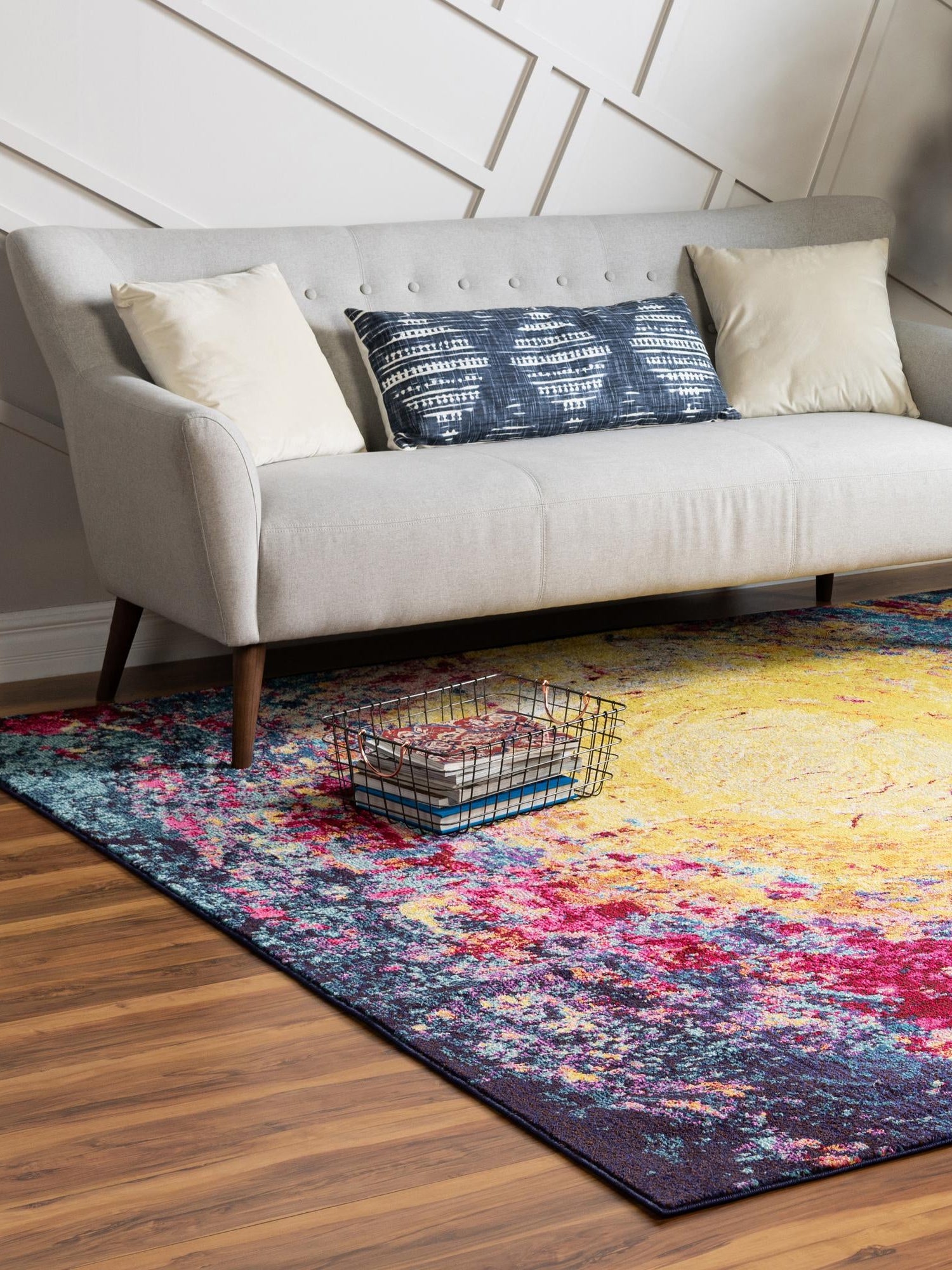 Multicolor 8' x 8' Estrella Square Area Rug 100% Polypropylene Non-Shedding Stain Resistant Carpet Colorful Modern Abstract Design Easy Clean for Home Decor for Sale at Rug Engine