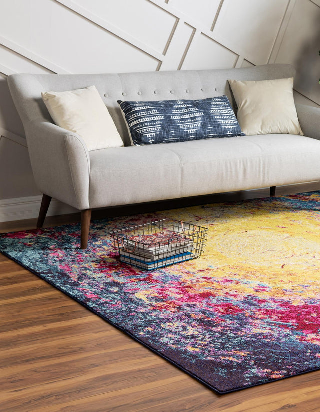 Multicolor 8' x 8' Estrella Square Area Rug 100% Polypropylene Non-Shedding Stain Resistant Carpet Colorful Modern Abstract Design Easy Clean for Home Decor for Sale at Rug Engine