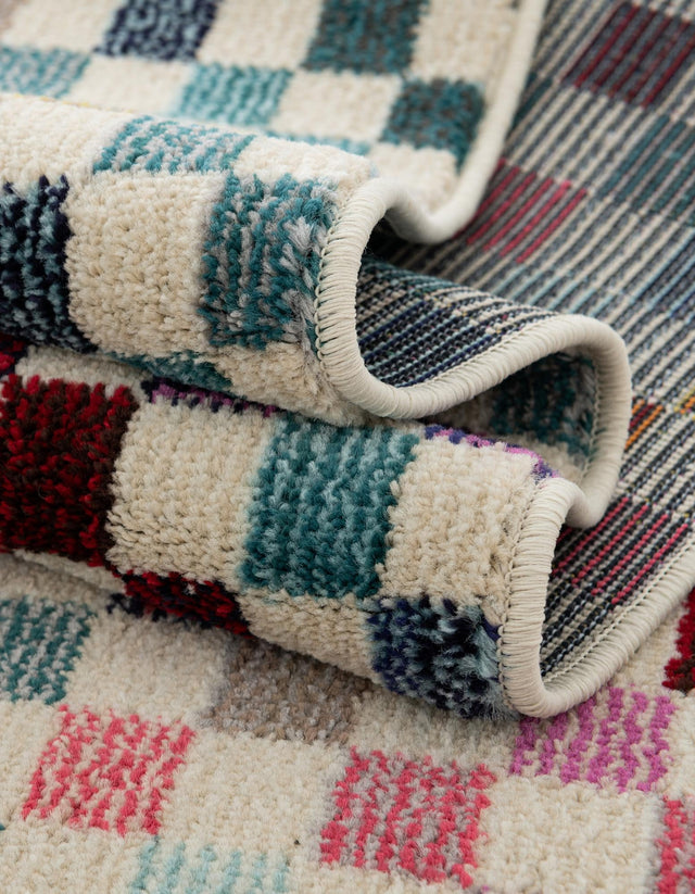 Multicolor 8' x 8' Chromatic Round Area Rug 100% Polypropylene With Cotton Backing Abstract Modern Colorful Carpet Mat for Home Decor & Interior Design for Sale at Rug Engine