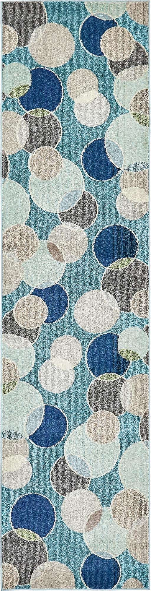 Blue 2' 7 x 10' Chromatic Runner Area Rug 100% Polypropylene With Cotton Backing Abstract Modern Colorful Carpet Mat for Home Decor & Interior Design for Sale at Rug Engine