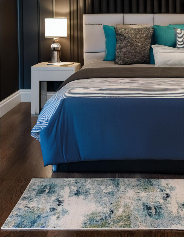 Light Blue 2' 2 x 3' 1 Chromatic Rectangle Area Rug 100% Polypropylene With Cotton Backing Abstract Modern Colorful Carpet Mat for Home Decor & Interior Design for Sale at Rug Engine