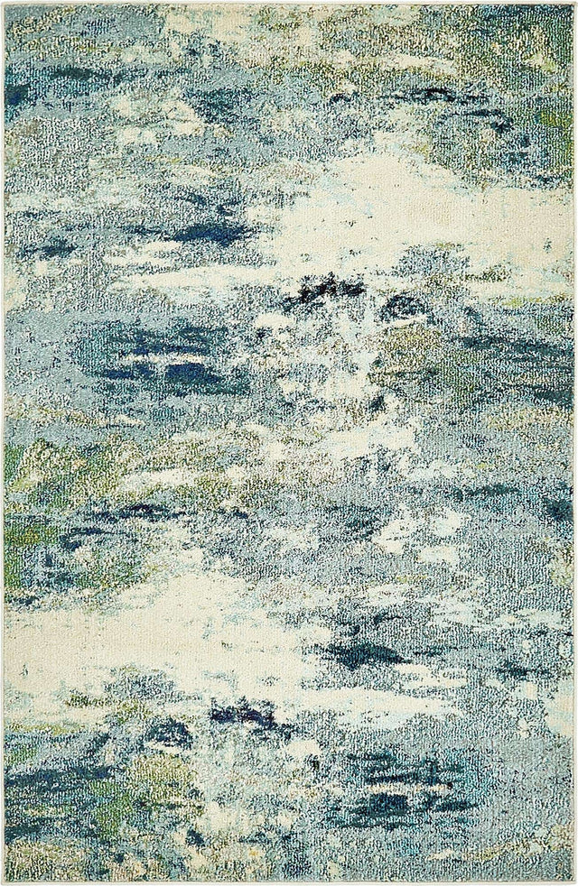 Light Blue 4' 1 x 6' 1 Chromatic Rectangle Area Rug 100% Polypropylene With Cotton Backing Abstract Modern Colorful Carpet Mat for Home Decor & Interior Design for Sale at Rug Engine