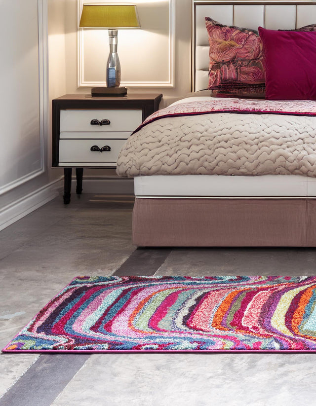 Multicolor 2' 2 x 6' 9 Chromatic Runner Area Rug 100% Polypropylene With Cotton Backing Abstract Modern Colorful Carpet Mat for Home Decor & Interior Design for Sale at Rug Engine