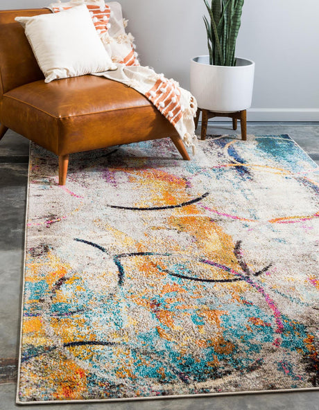 Multicolor 10' 6 x 16' 5 Chromatic Rectangle Area Rug Discounted Clearance Final Sale 100% Polypropylene With Cotton Backing Abstract Modern Colorful Carpet Mat for Home Decor & Interior Design for Sale at Rug Engine