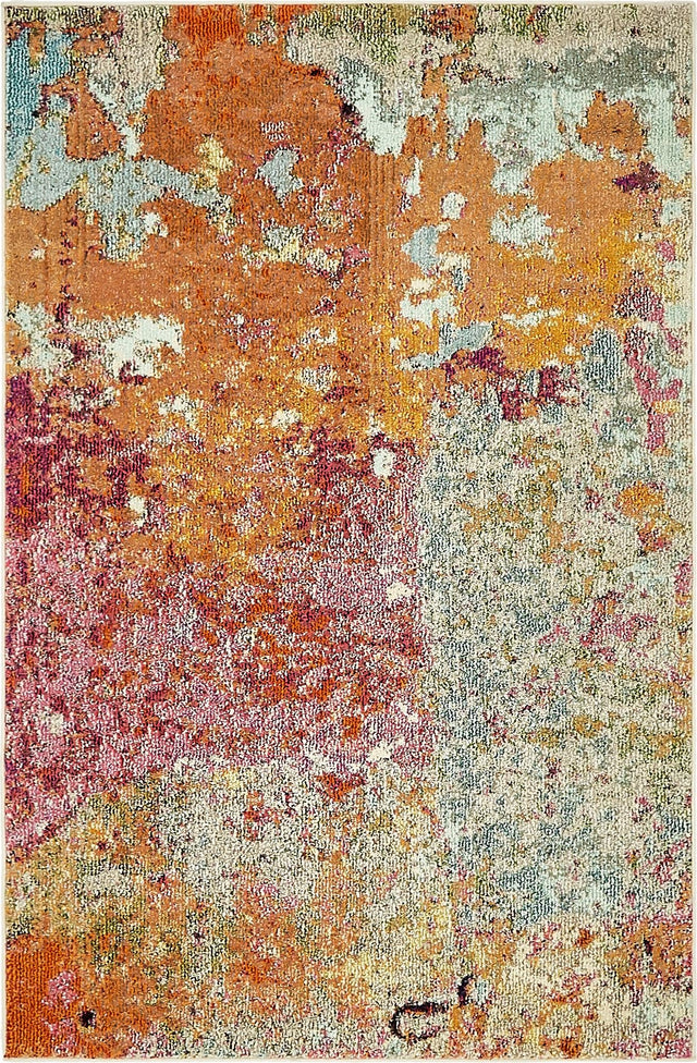 Multicolor 4' 1 x 6' 1 Chromatic Rectangle Area Rug 100% Polypropylene With Cotton Backing Abstract Modern Colorful Carpet Mat for Home Decor & Interior Design for Sale at Rug Engine