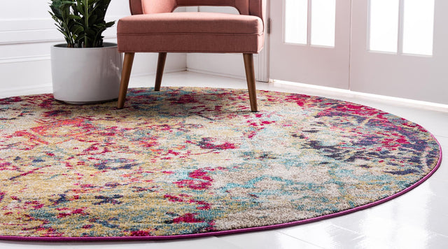 Multicolor 8' x 8' Monterey Round Area Rug 100% Polypropylene Colorful Easy Clean Traditional Carpet for Living Room, Bedrooms, Dining, Kitchen for Sale at Rug Engine