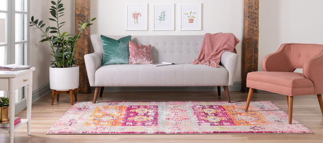 Pink 5' 1 x 8' Monterey Rectangle Area Rug 100% Polypropylene Colorful Easy Clean Traditional Carpet for Living Room, Bedrooms, Dining, Kitchen for Sale at Rug Engine