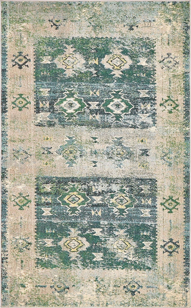 Green 5' 1 x 8' Monterey Rectangle Area Rug 100% Polypropylene Colorful Easy Clean Traditional Carpet for Living Room, Bedrooms, Dining, Kitchen for Sale at Rug Engine