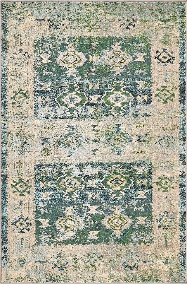 Green 4' 1 x 6' 1 Monterey Rectangle Area Rug 100% Polypropylene Colorful Easy Clean Traditional Carpet for Living Room, Bedrooms, Dining, Kitchen for Sale at Rug Engine