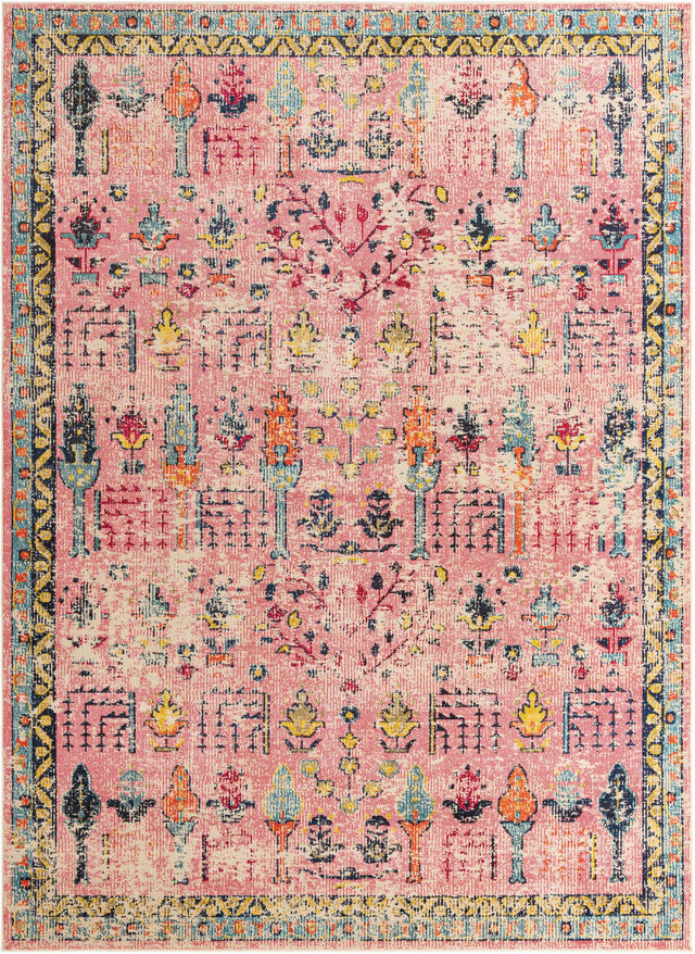 Pink 9' x 12' 2 Monterey Rectangle Area Rug 100% Polypropylene Colorful Easy Clean Traditional Carpet for Living Room, Bedrooms, Dining, Kitchen for Sale at Rug Engine