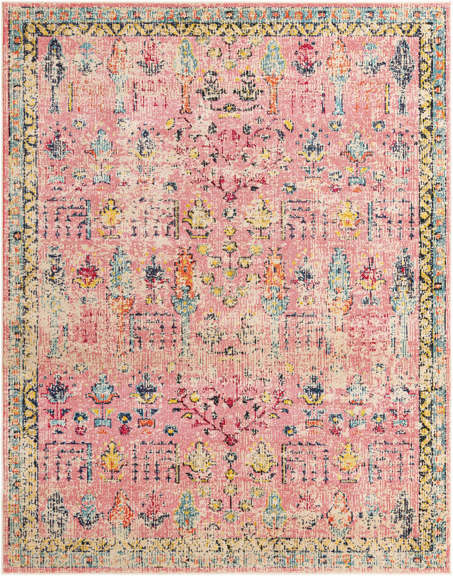 Pink 8' x 10' Monterey Rectangle Area Rug 100% Polypropylene Colorful Easy Clean Traditional Carpet for Living Room, Bedrooms, Dining, Kitchen for Sale at Rug Engine