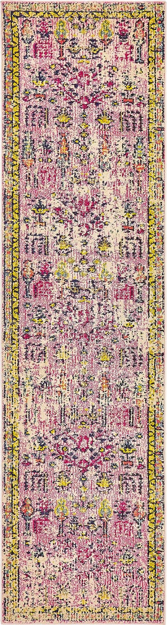 Pink 2' 7 x 10' Monterey Runner Area Rug 100% Polypropylene Colorful Easy Clean Traditional Carpet for Living Room, Bedrooms, Dining, Kitchen for Sale at Rug Engine