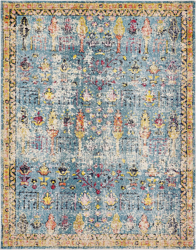 Blue 8' x 10' Monterey Rectangle Area Rug 100% Polypropylene Colorful Easy Clean Traditional Carpet for Living Room, Bedrooms, Dining, Kitchen for Sale at Rug Engine