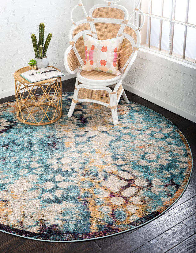 Blue 8' x 8' Vita Round Area Rug