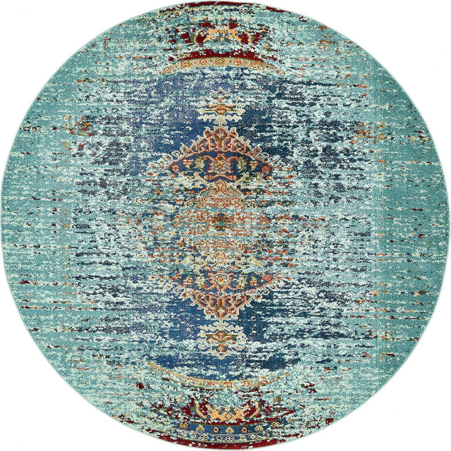 Turquoise 8' x 8' Vita Round Area Rug