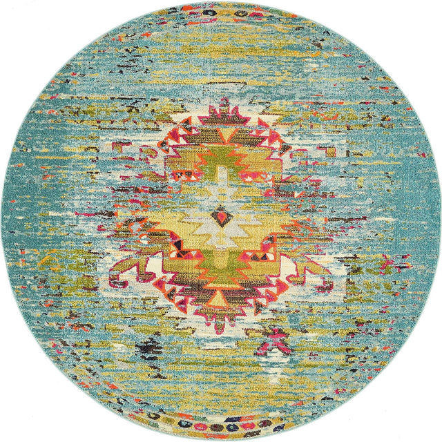 Turquoise 8' x 8' Vita Round Area Rug