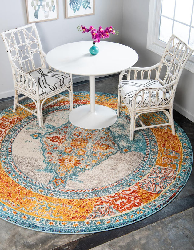 Blue 4' 1 x 4' 1 Vita Round Area Rug