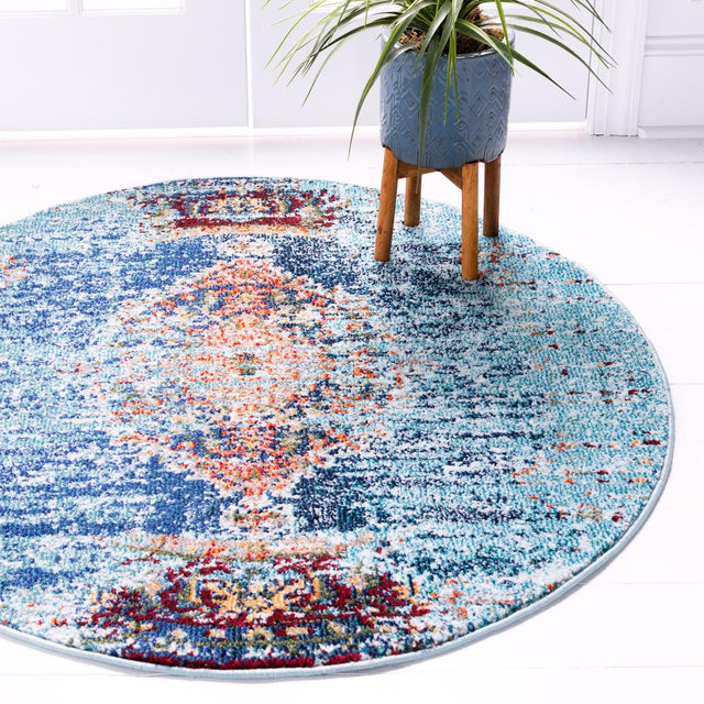 Turquoise 8' x 8' Vita Round Area Rug