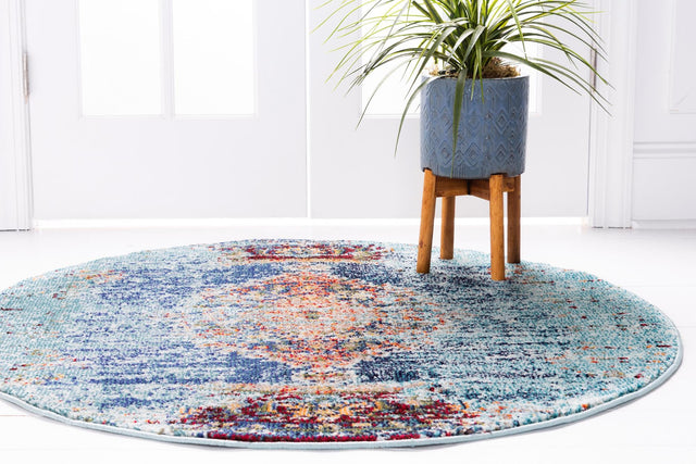 Turquoise 8' x 8' Vita Round Area Rug