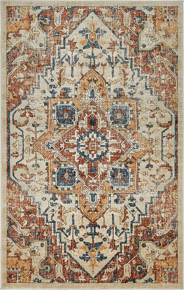 Beige 5' 1 x 8' Oslo Rectangle Area Rug 100% Polypropylene Traditional Classic Vintage Distressed Carpet for Indoor Home Decor for Sale at Rug Engine