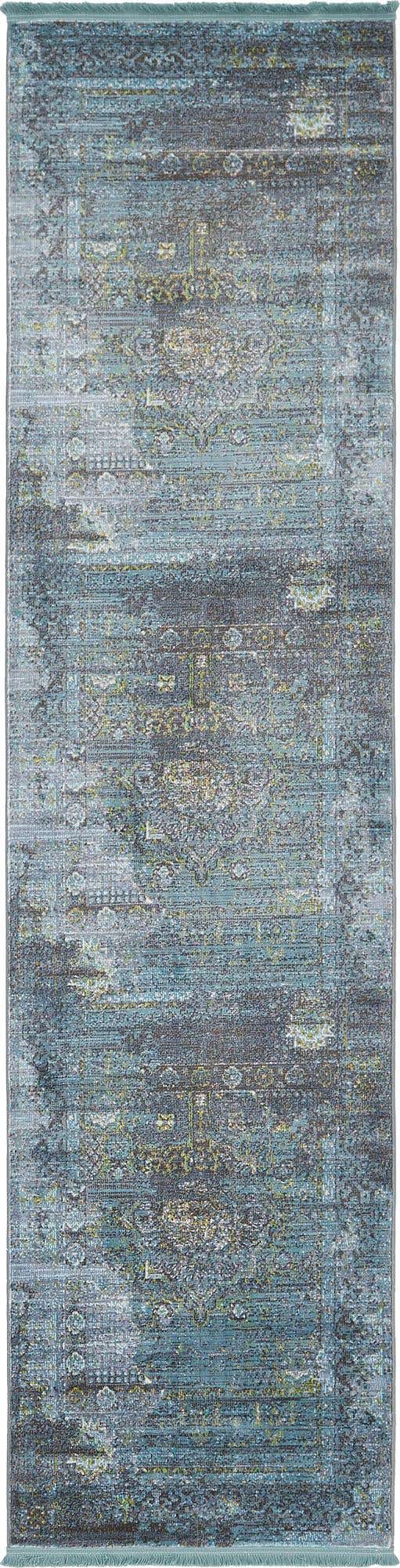Turquoise 2' 7 x 10' Baracoa Runner Area Rug 100% Polypropylene Distressed Vintage Living Dining Room Office Traditional Carpet for Sale at Rug Engine