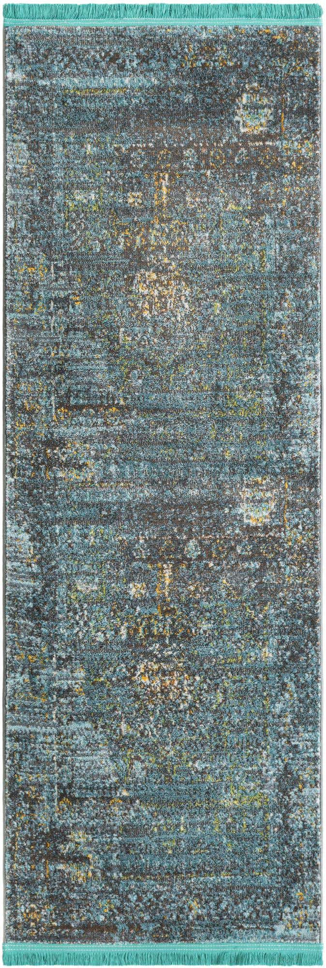 Turquoise 2' 2 x 6' 1 Baracoa Runner Area Rug 100% Polypropylene Distressed Vintage Living Dining Room Office Traditional Carpet for Sale at Rug Engine