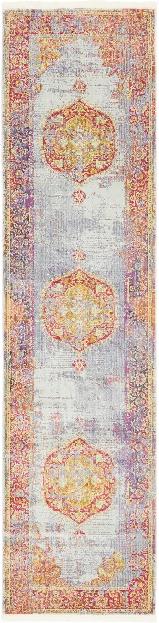 Multicolor 2' 7 x 10' Baracoa Runner Area Rug 100% Polypropylene Distressed Vintage Living Dining Room Office Traditional Carpet for Sale at Rug Engine