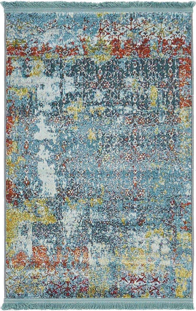 Blue 2' 2 x 3' 1 Baracoa Rectangle Area Rug 100% Polypropylene Distressed Vintage Living Dining Room Office Traditional Carpet for Sale at Rug Engine