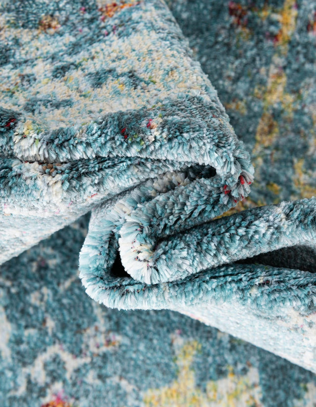 Blue 5' 5 x 5' 5 Baracoa Round Area Rug 100% Polypropylene Distressed Vintage Living Dining Room Office Traditional Carpet for Sale at Rug Engine