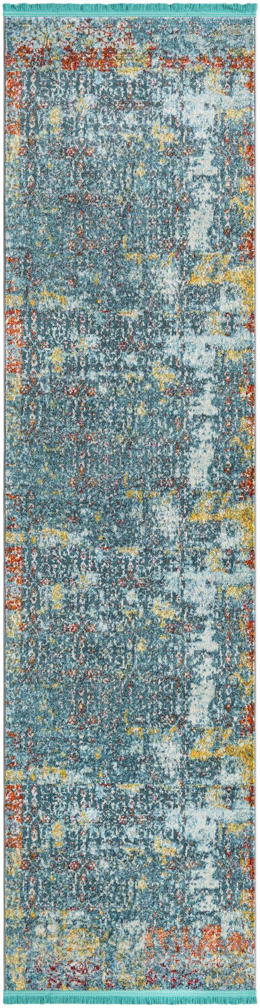 Blue 2' 7 x 10' Baracoa Runner Area Rug 100% Polypropylene Distressed Vintage Living Dining Room Office Traditional Carpet for Sale at Rug Engine