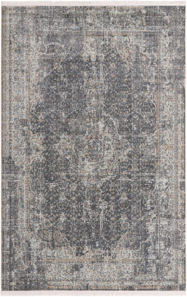 Fume Gray 5' 5 x 8' Baracoa Rectangle Area Rug 100% Polypropylene Distressed Vintage Living Dining Room Office Traditional Carpet for Sale at Rug Engine