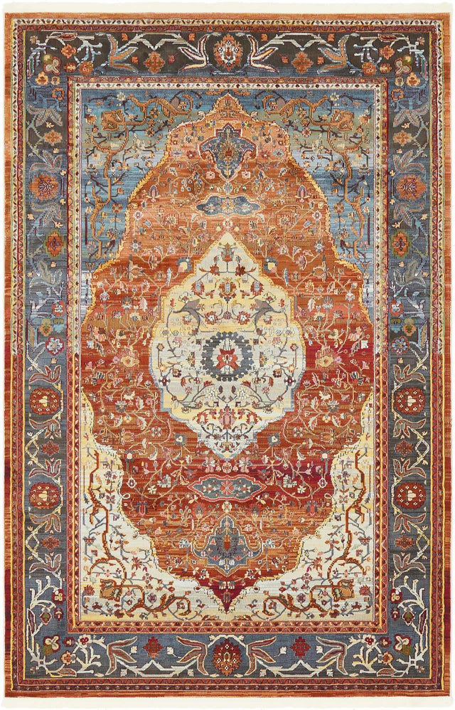 Rust Red 5' 5 x 8' Baracoa Rectangle Area Rug 100% Polypropylene Distressed Vintage Living Dining Room Office Traditional Carpet for Sale at Rug Engine