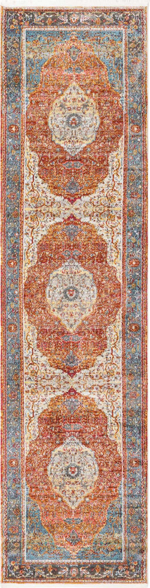 Rust Red 2' 7 x 10' Baracoa Runner Area Rug 100% Polypropylene Distressed Vintage Living Dining Room Office Traditional Carpet for Sale at Rug Engine