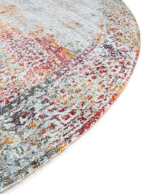 Multicolor 4' 3 x 4' 3 Baracoa Round Area Rug 100% Polypropylene Distressed Vintage Living Dining Room Office Traditional Carpet for Sale at Rug Engine