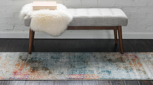 Multicolor 2' 7 x 10' Baracoa Runner Area Rug 100% Polypropylene Distressed Vintage Living Dining Room Office Traditional Carpet for Sale at Rug Engine