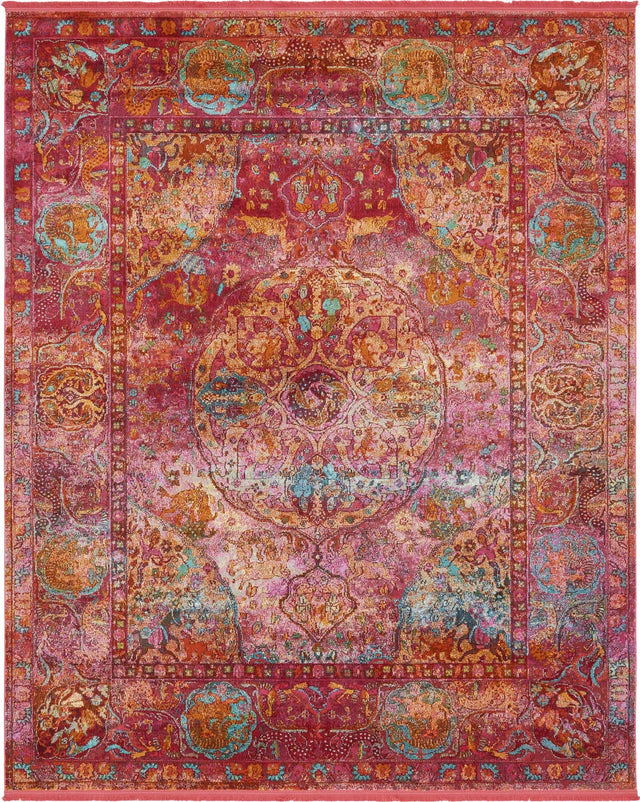 Red 8' x 10' Baracoa Rectangle Area Rug 100% Polypropylene Distressed Vintage Living Dining Room Office Traditional Carpet for Sale at Rug Engine